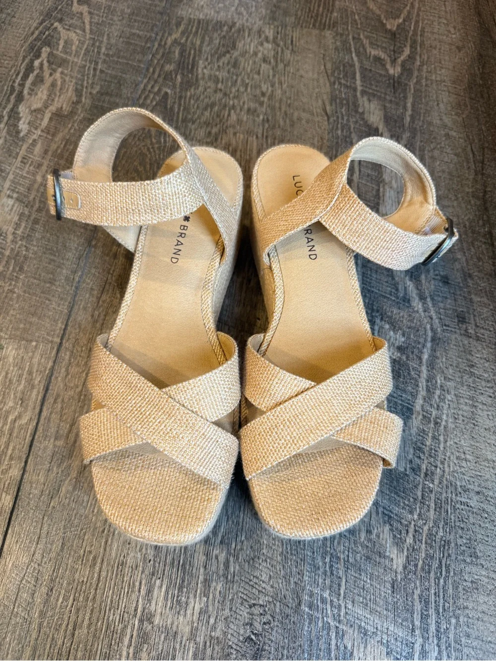 Lucky Brand Beige Wedge Sandals